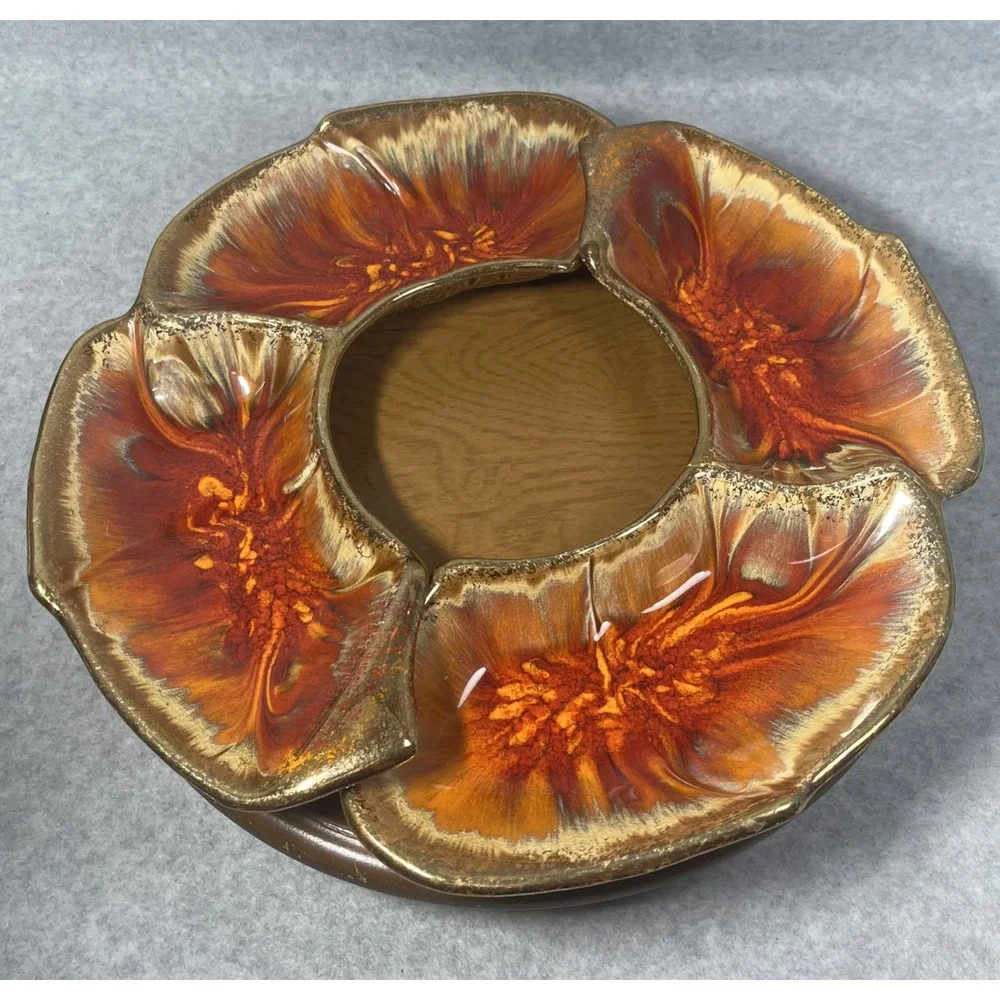 Vtg‎ California Originals Lazy Susan Chip Dip Set USA 146-298 5pc Serving READ